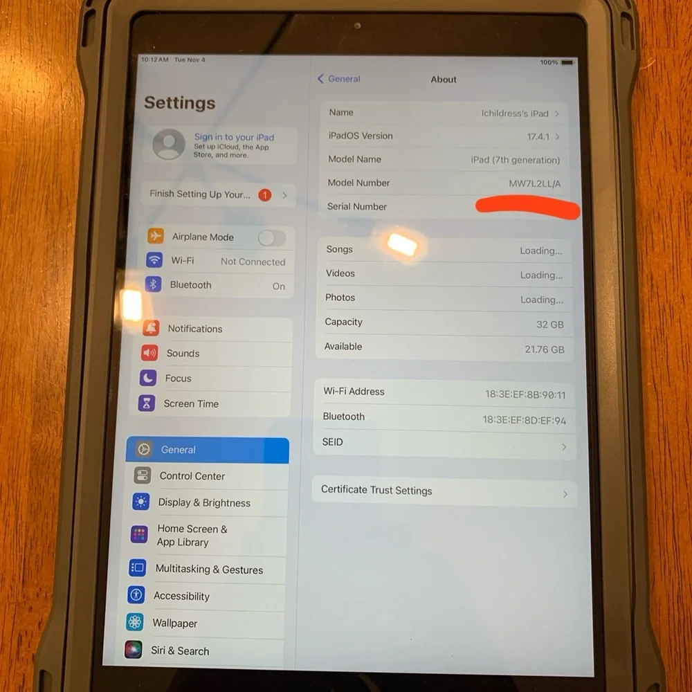 Apple iPad 7th Generation 10.2” with Gray Protective Case